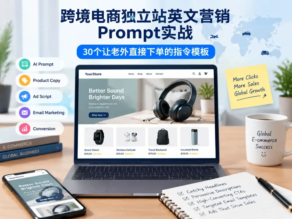 跨境电商独立站英文营销Prompt实战：30个让老外直接下单的指令模板淡泊智库 - 淡泊明志 智研致远 | 专注大模型实战 - 提示词库与AI工具导航淡泊智库