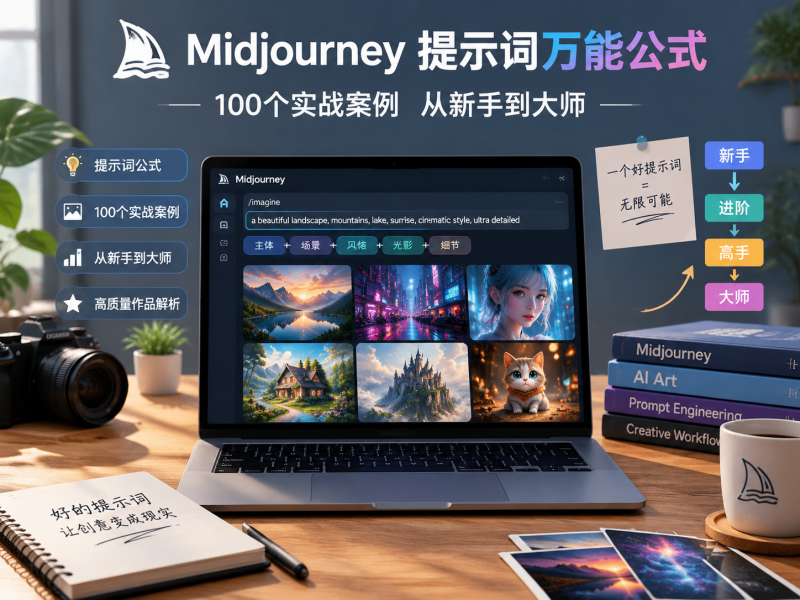 Midjourney提示词万能公式：100个实战案例从新手到大师