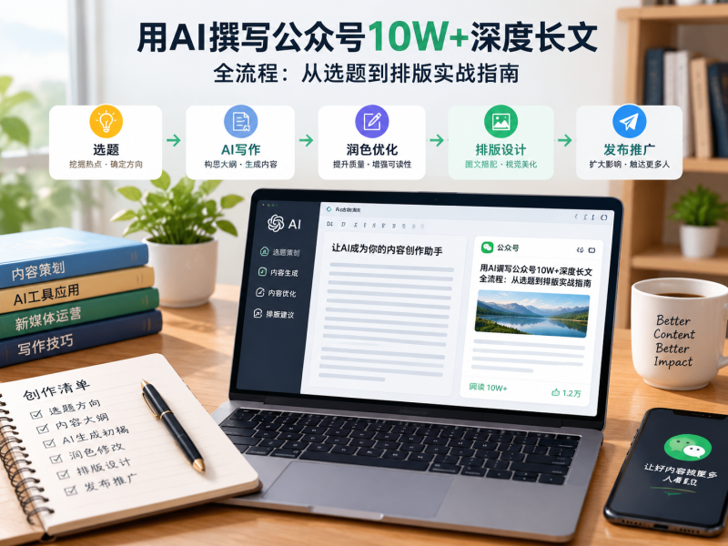 用AI撰写公众号10W+深度长文全流程：从选题到排版实战指南