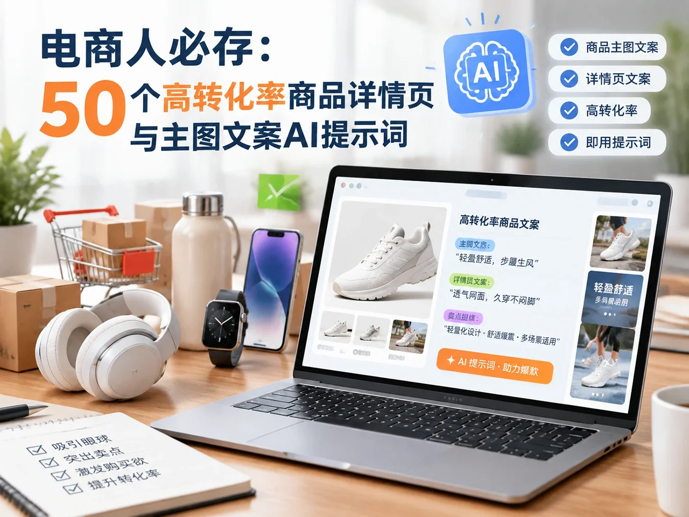 电商人必存：50个高转化率商品详情页与主图文案AI提示词淡泊智库 - 淡泊明志 智研致远 | 专注大模型实战 - 提示词库与AI工具导航淡泊智库 - 专注大模型实战教程、AI提示词库与工具聚合导航 | DanBo.cc