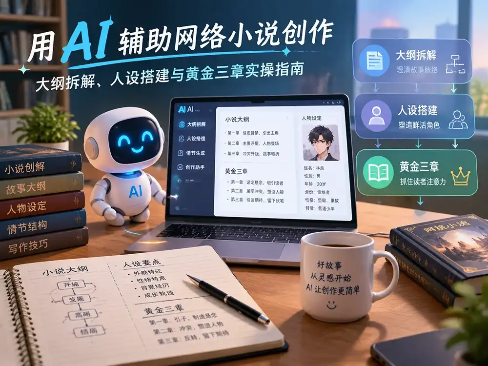 用 AI 辅助网络小说创作：大纲拆解、人设搭建与黄金三章实操指南淡泊智库 - 淡泊明志 智研致远 | 专注大模型实战 - 提示词库与AI工具导航淡泊智库