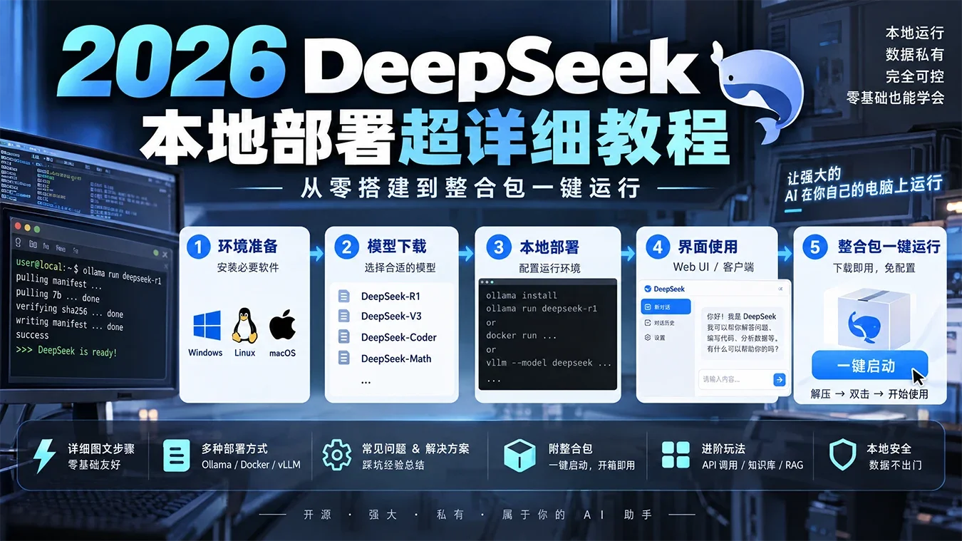 2026 DeepSeek本地部署超详细教程：从零搭建到整合包一键运行淡泊智库 - 淡泊明志 智研致远 | 专注大模型实战 - 提示词库与AI工具导航淡泊智库 - 专注大模型实战教程、AI提示词库与工具聚合导航 | DanBo.cc