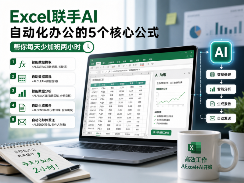 Excel联手AI自动化办公的5个核心公式,帮你每天少加班两小时淡泊智库 - 淡泊明志 智研致远 | 专注大模型实战 - 提示词库与AI工具导航淡泊智库