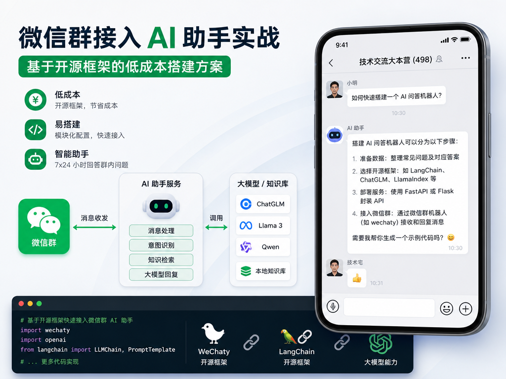 微信群接入AI助手实战：基于开源框架的低成本搭建方案淡泊智库 - 淡泊明志 智研致远 | 专注大模型实战 - 提示词库与AI工具导航淡泊智库