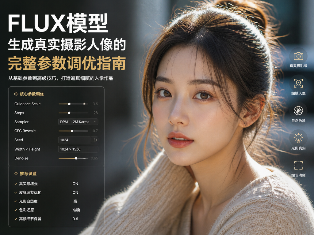 FLUX模型生成真实摄影人像的完整参数调优指南淡泊智库 - 淡泊明志 智研致远 | 专注大模型实战 - 提示词库与AI工具导航淡泊智库