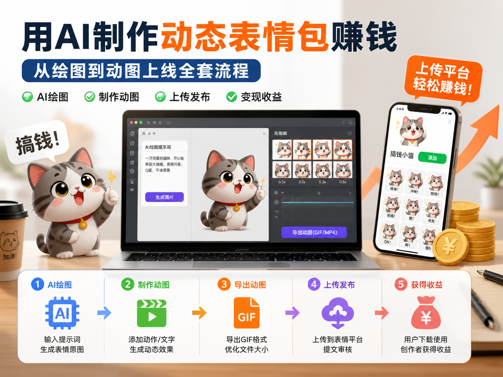 用AI制作动态表情包赚钱：从绘图到动图上线全套流程淡泊智库 - 淡泊明志 智研致远 | 专注大模型实战 - 提示词库与AI工具导航淡泊智库