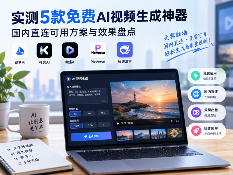 实测5款免费AI视频生成神器:国内直连可用方案与效果盘点